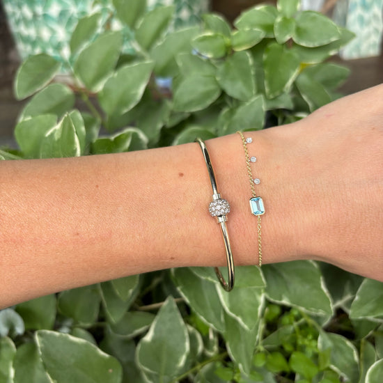 Yellow Gold Diamond and Blue Topaz Bracelet| Meira T