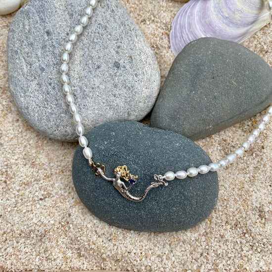 Sapphire + Pearl Mermaid Necklace