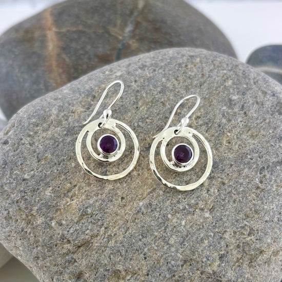 Amethyst Concentric Circle Earrings