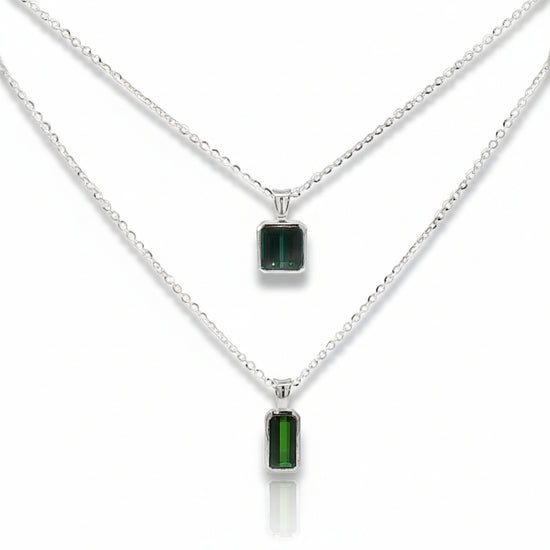 Emerald Cut Tourmaline Gem Necklace