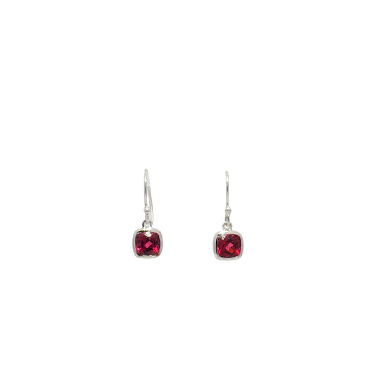 Rhodolite Garnet Bezel Drop Earrings