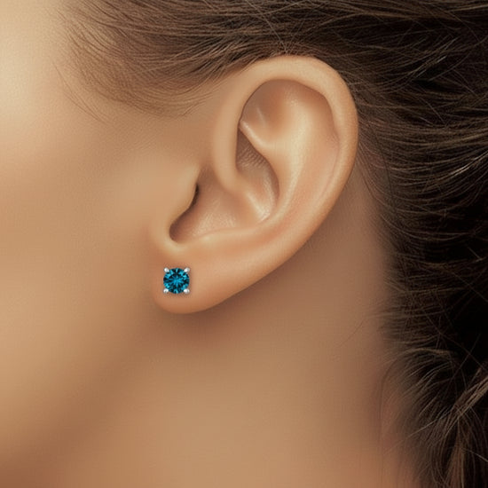 Sterling Silver London Blue Topaz Stud Earrings