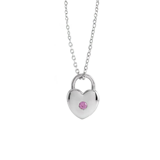 Sterling Silver Heart Lock Necklace