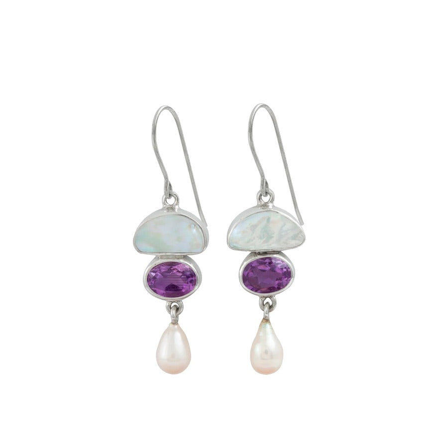 Pearl with Amethyst & Diamond Earrings – Adriana Fine Jewelry