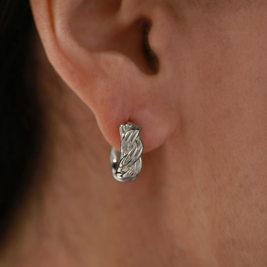 Sterling Silver Small Twisted Rope Hoop