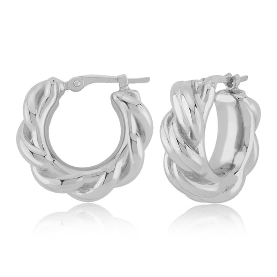 Sterling Silver Small Twisted Rope Hoop