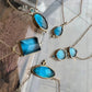 Bright Sea Blue Topaz + Diamond Necklace