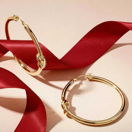 14k Gold Love Knot Hoop Earrings