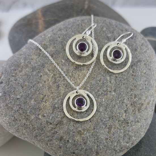 Amethyst Concentric Circle Earrings