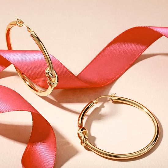 14k Gold Love Knot Hoop Earrings