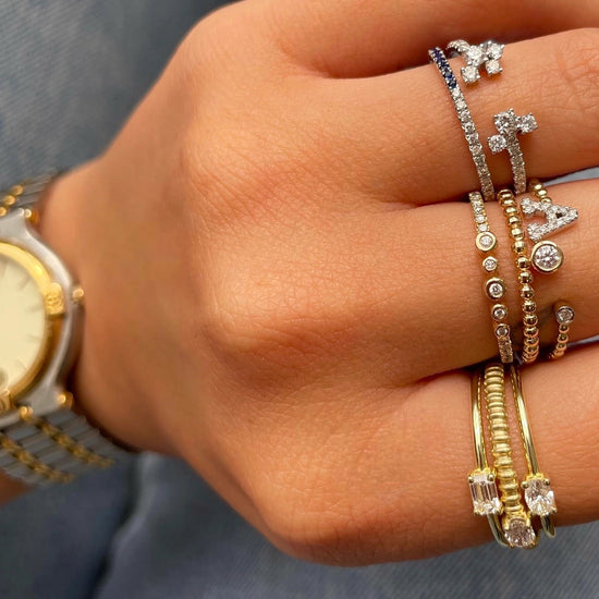 14K Diamond Textured Stacking Ring | By Meira T