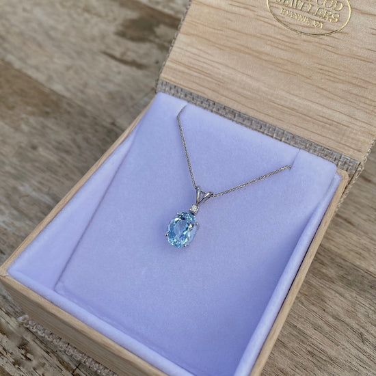 Aquamarine + Accented Diamond Necklace