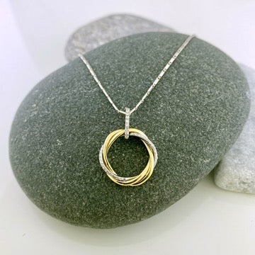 Two Tone Diamond Loop Necklace