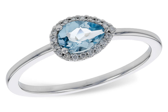 Pear Aquamarine Halo Ring