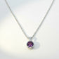 Sterling Silver Round Bezel Set Amethyst Necklace