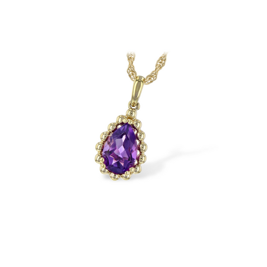 14K Gold Beaded Amethyst Necklace