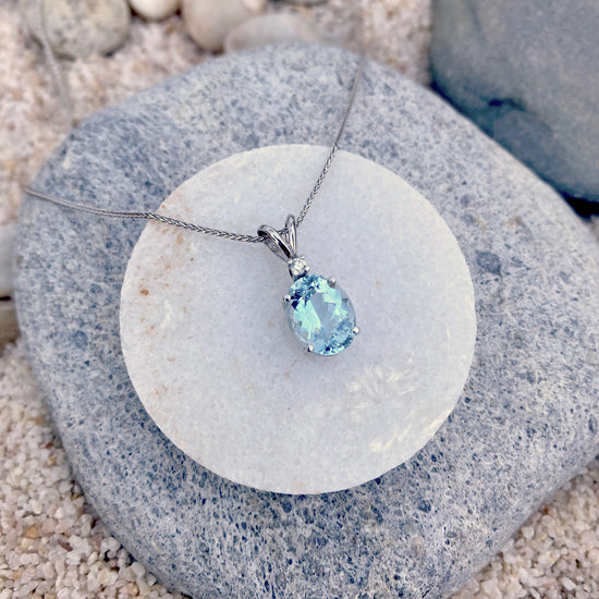 Aquamarine + Accented Diamond Necklace