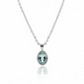 Sterling Silver Oval Aquamarine Bezel Necklace