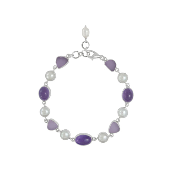 Amethyst + Lavender Sea Glass Link Bracelet