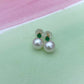 Pearl + Emerald Stud Earrings