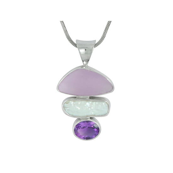 Amethyst + Pearl Sea Glass Necklace