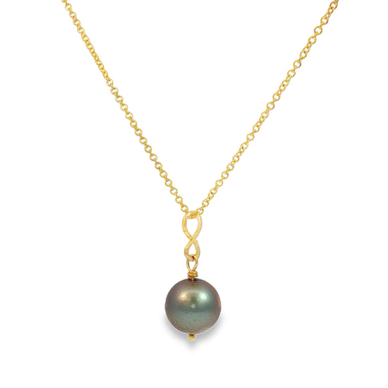 Tahitian Pearl Infinity Drop Necklace