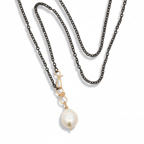 Mixed Metal Moon Drop Necklace