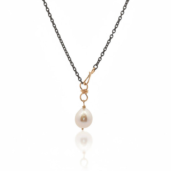 Mixed Metal Moon Drop Necklace