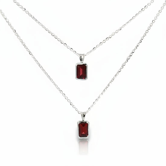 Emerald Cut Garnet Gem Necklace
