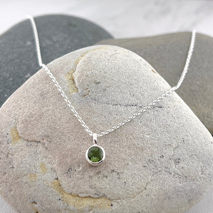 Petite Peridot + Sterling Silver Necklace