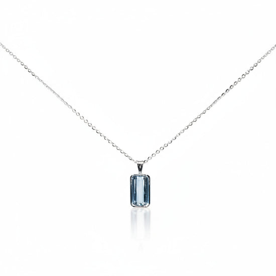 Blue Topaz Emerald Cut Gem Necklace