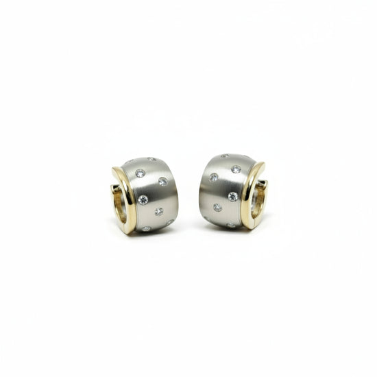 Breuning Two Tone Huggies with White Sapphire