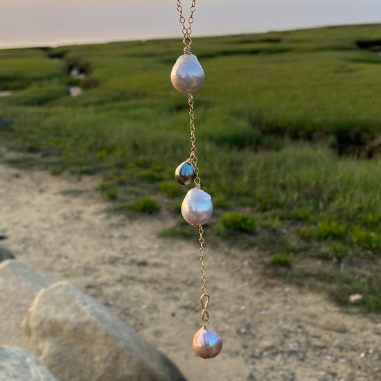Mixed Pearl Lariat Necklace