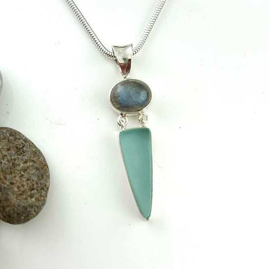 Sea Glass + Labradorite Necklace