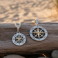 Two Tone Smooth Compass Rose Pendants