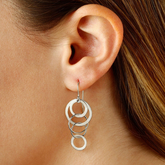 Sterling Silver Cascading Circle Drop Earrings