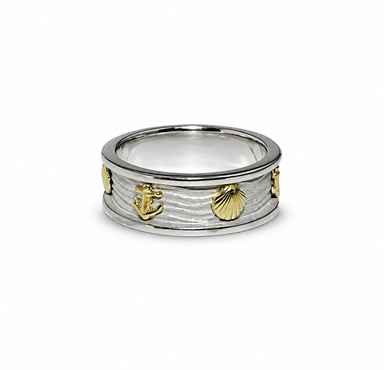 Two Tone Coastal Band Ring