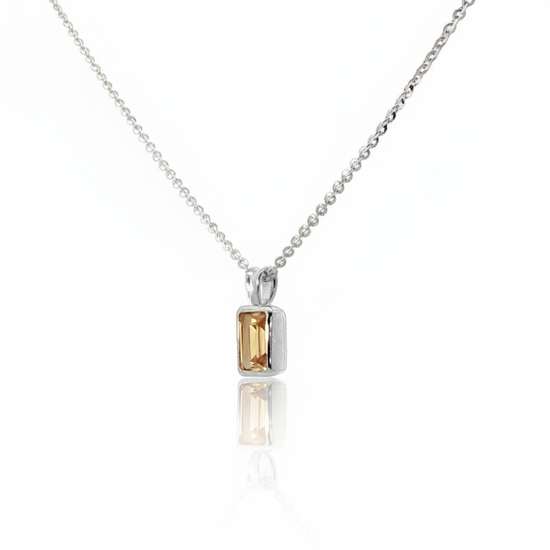 Emerald Cut Citrine Gem Necklace