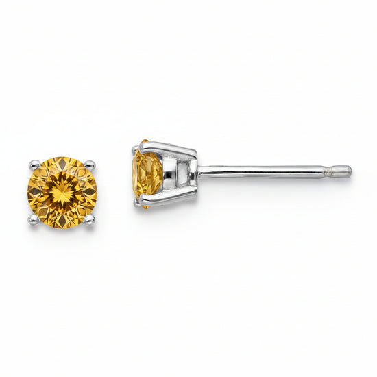 Sterling Silver Citrine Stud Earrings