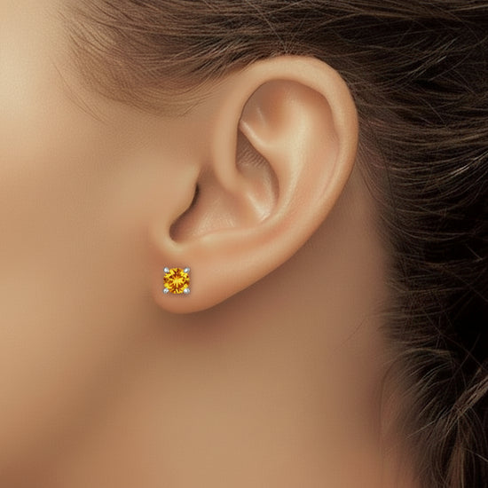 Sterling Silver Citrine Stud Earrings