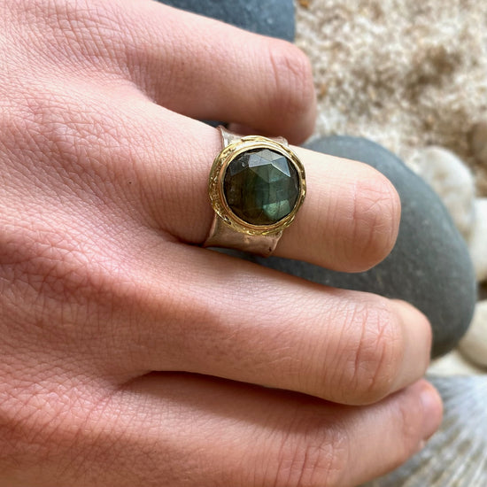 Labradorite Beach Stone Ring