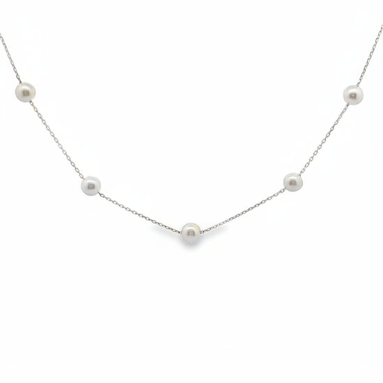 Sterling Silver Freshwater Pearl Station Necklace