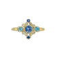 14K Andromeda Sapphire, Diamond + Blue Zircon Ring