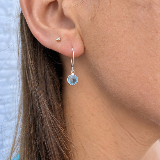 Sterling Silver Blue Topaz Drop Earrings