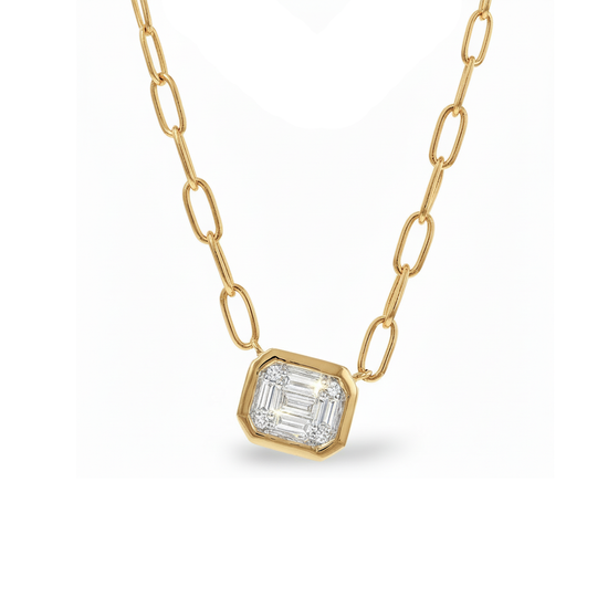 14k Mosaic Geo Diamond Necklace