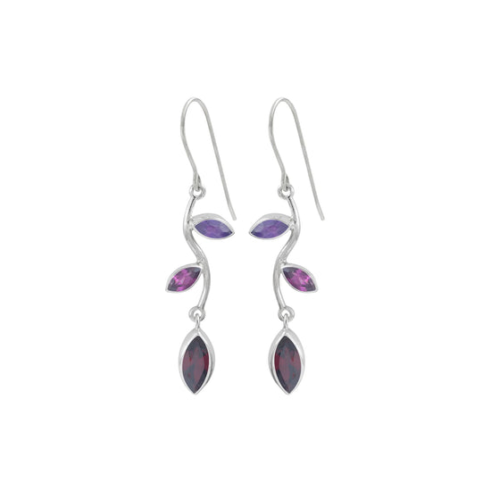 Amethyst + Garnet Leaf Earrings