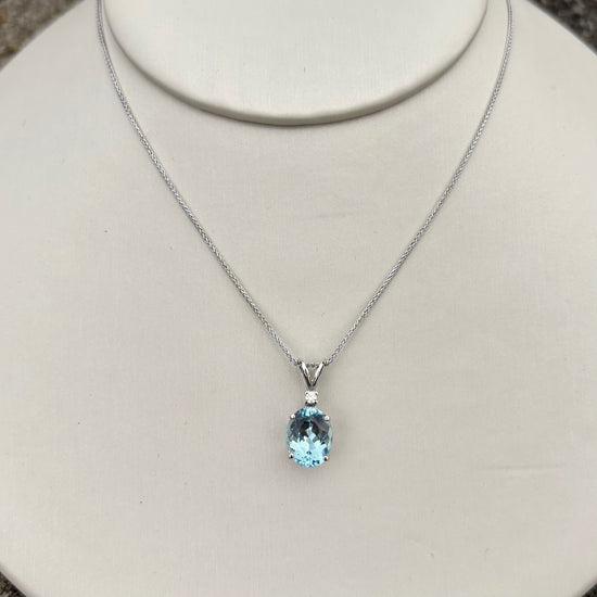 Aquamarine + Accented Diamond Necklace