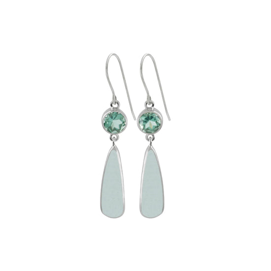 Green Quartz Sea Glass Drop Earrings