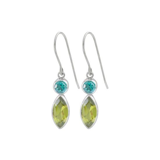 Green Topaz + Peridot Gem Drop Earrings