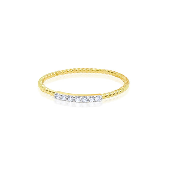 14K Diamond Beaded Bar Ring | By Meira T